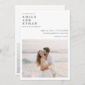 Boho写真モダンQRコード宛先ウェディング 招待状 (正面/裏面)