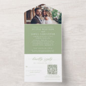 Boho写真モダンRSVP QRコードSage Green's 結婚 オールインワン招待状 (内側)