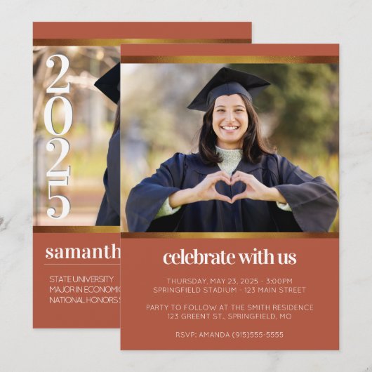 Boho写真卒業 招待状 (正面/裏面)