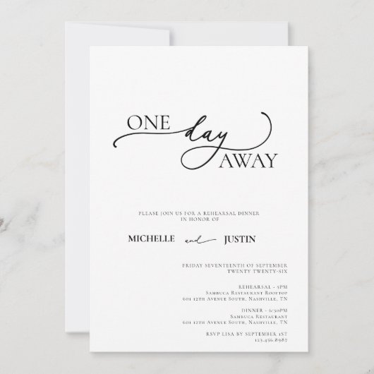 Boho写真 |ミニマリストリハーサルディナー 招待状 (正面)