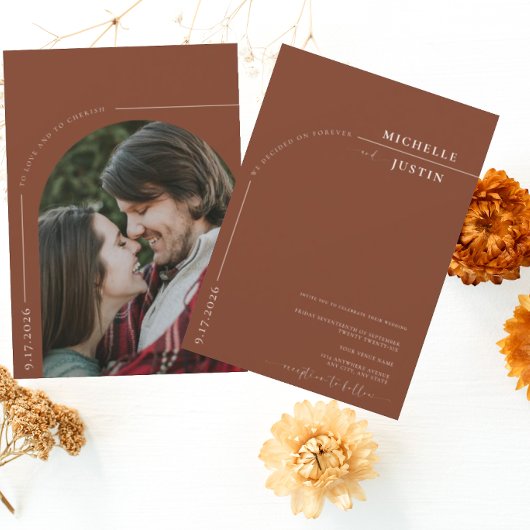 Boho写真 |ミニマル書道台本結婚の 招待状