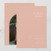 Boho写真 |ミニマル書道台本結婚の 招待状 (正面/裏面)