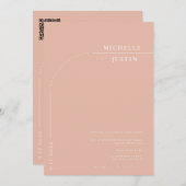 Boho写真 |ミニマル書道台本結婚の 招待状 (正面/裏面)