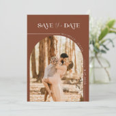 Boho写真 |日付モダンの保存 招待状 (スタンド正面)