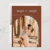 Boho写真 |日付モダンの保存 招待状 (正面/裏面)