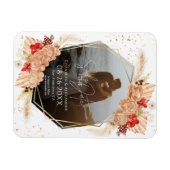 Boho写真 | Terracotta結婚式の日付を保存 マグネット (横)