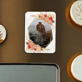 Boho写真 | Terracotta結婚式の日付を保存 マグネット