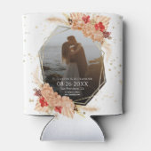 Boho写真 | Terracotta結婚式の日付を保存 缶クーラー (裏面)