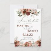 Boho写真Terracota Sageで日付カードを保存 サンキューカード (正面)