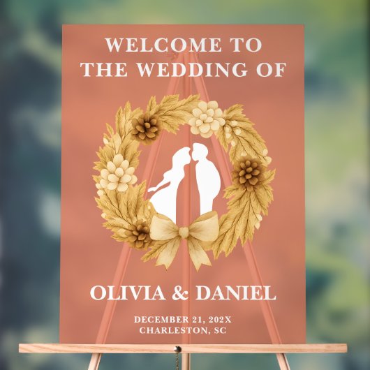 Boho冬のウェディングウェルカムフロステッド アクリルサイン (ニュートラル)