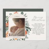 Boho冬のフローラロングメッセージクリスマス シーズンカード (正面/裏面)