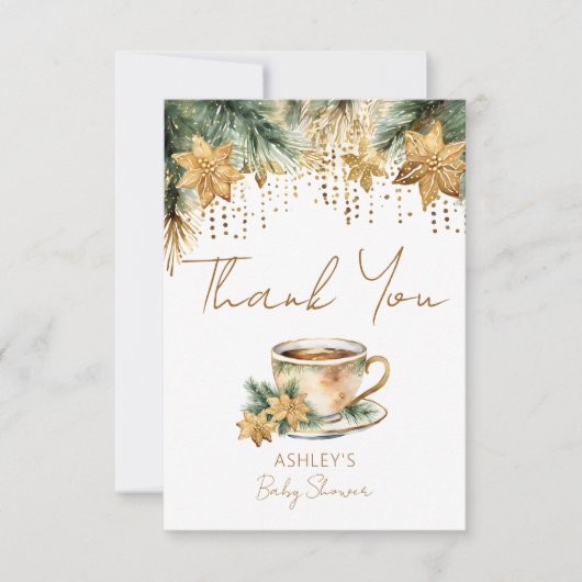 Boho冬の赤ちゃんシャワー茶のパーティー感謝していユー サンキューカード (正面)