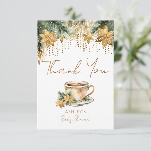Boho冬の赤ちゃんシャワー茶のパーティー感謝していユー サンキューカード (スタンド正面)