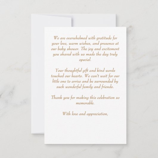 Boho冬の赤ちゃんシャワー茶のパーティー感謝していユー サンキューカード (裏面)