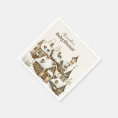 Boho冬クリスマスベビーシャワー スタンダードカクテルナプキン (角)