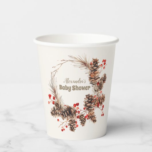 Boho冬クリスマスベビーシャワー 紙コップ (裏面)
