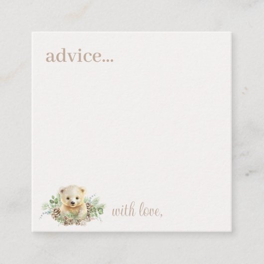 Boho冬熊ベビーシャワーアドバイスカード エンクロージャーカード (正面)