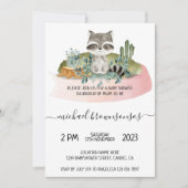 Boho動物アライグマ熱帯赤ちゃんシャワー 招待状 (正面)