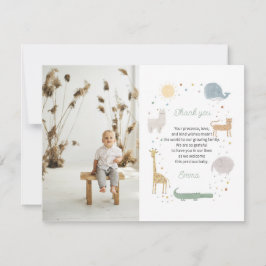 Boho動物写真サンキューカード サンキューカード