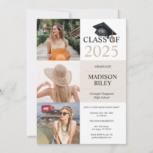 Boho卒業パーティー招待状と写真 招待状 (裏面)