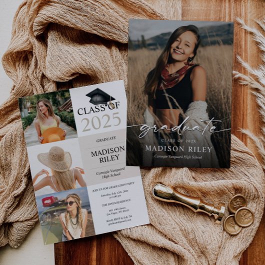 Boho卒業パーティー招待状と写真 招待状