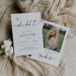 Boho卒業パーティー発表招待状カード セーブザデート