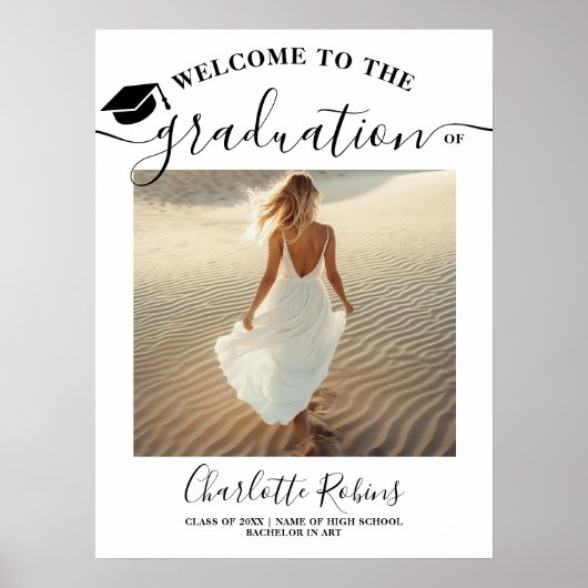 Boho卒業モダン歓迎フォトサイン ポスター (正面)