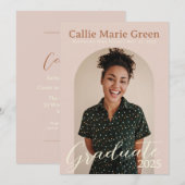 Boho卒業写真モダン発表カード 案内状 (正面/裏面)