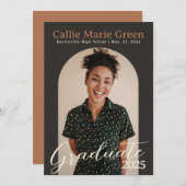 Boho卒業写真モダン発表カード 案内状 (正面/裏面)