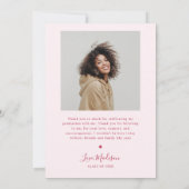 Boho卒業式ピンク卒業のお知らせ サンキューカード (裏面)