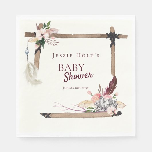 Boho南西ベビーシャワー スタンダードランチョンナプキン (正面)