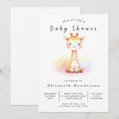 Boho印刷可能なキリン赤ちゃんシャワー 招待状 (正面/裏面)