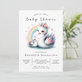 Boho印刷可能なスワン赤ちゃんシャワー 招待状 (スタンド正面)