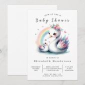 Boho印刷可能なスワン赤ちゃんシャワー 招待状 (正面/裏面)