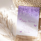 Boho可愛い紫グラデーション蝶ガール赤ちゃんシャワー 招待状