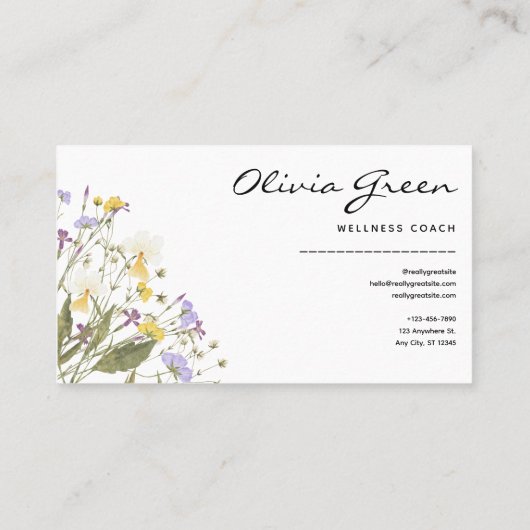 Boho名刺、水色フローラ フェミニン 名刺 (裏面)