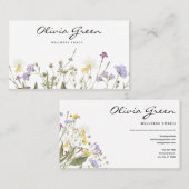 Boho名刺、水色フローラ フェミニン 名刺 (正面/裏面)