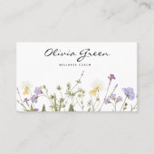 Boho名刺、水色フローラ フェミニン 名刺 (正面)