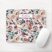 Boho名前付き絵を描バラ赤面ピンク マウスパッド (マウス)