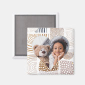 Boho図形モダンハート写真 マグネット (正面/裏面)