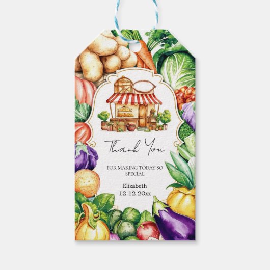 Boho地元で栽培されたファーマーズマーケットベビーシャワー ギフトタグ (正面)