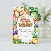 Boho地元で栽培されたファーマーズマーケットベビーシャワー サンキューカード (スタンド正面)