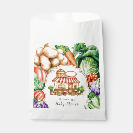Boho地元で栽培されたファーマーズマーケットベビーシャワー フェイバーバッグ (正面)