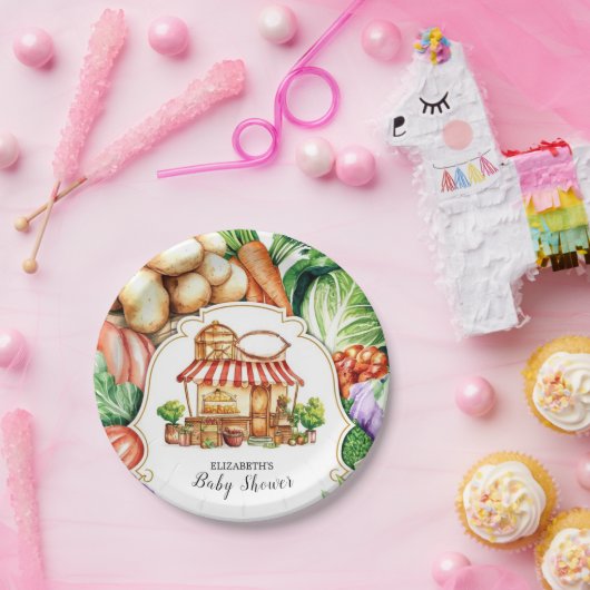 Boho地元で栽培されたファーマーズマーケットベビーシャワー ペーパープレート (パーティー)