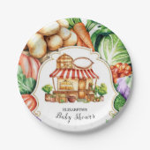 Boho地元で栽培されたファーマーズマーケットベビーシャワー ペーパープレート (正面)