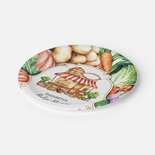 Boho地元で栽培されたファーマーズマーケットベビーシャワー ペーパープレート (アングル)