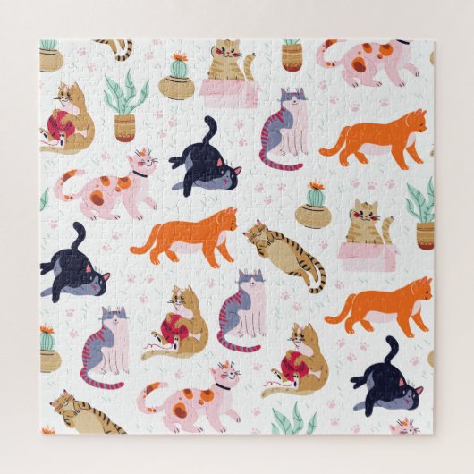 Boho夏かわいい猫たちサボテン ジグソーパズル (縦)