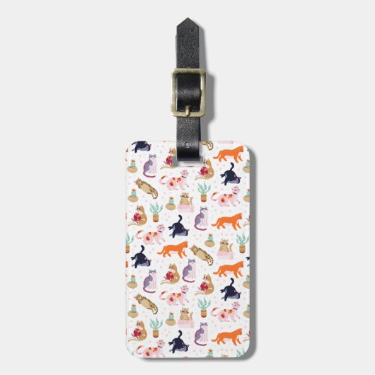 Boho夏かわいい猫たちサボテン ラゲッジタグ (正面縦)