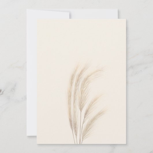 Boho夏のススキの水色の写真結婚の写真 招待状 (裏面)