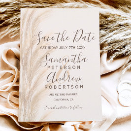 Boho夏のパンパスグラスの水色は、日付を保存 案内ポストカード